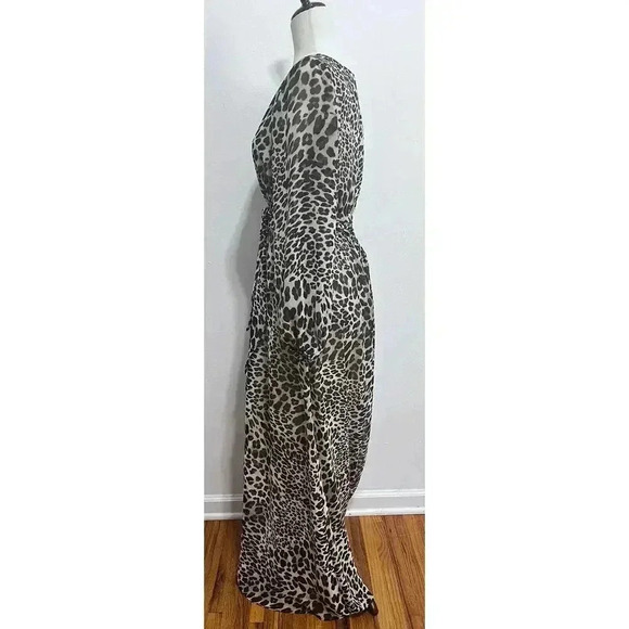INC Maxi Dress Size 6 Leopard Print Balloon Long Sleeves - Picture 3 of 8